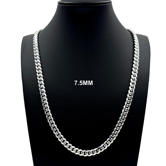 Real 925 SOLID Sterling Silver 7.5mm Miami Cuban Link Chain Necklace 20" inch - Picture 1 of 6